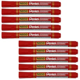 marker-permanentny-pentel-n850-okragly-czerwony-zestaw-10-szt