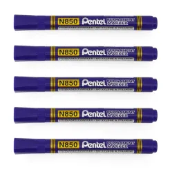 marker-permanentny-pentel-n850-okragly-niebieski-zestaw-x5