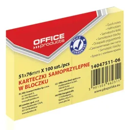 karteczki-samoprzylepne-office-products-bloczek-100szt-kartek-zolte-76x51mm