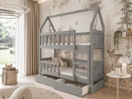 Zdjęcie produktu Łóżko piętrowe DOMEK MAJA z materacami 180x75 i szufladami