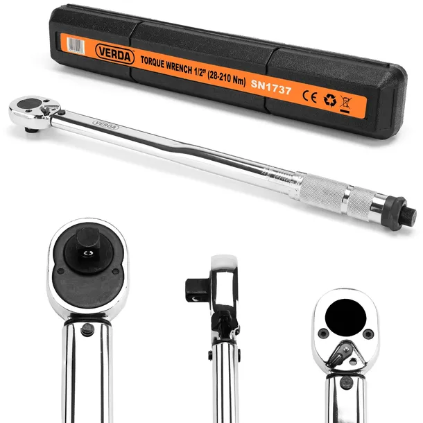 KLUCZ DYNAMOMETRYCZNY DO KÓŁ 1/2" 28-210Nm 3 NASADKI 17,19,21mm WALIZKA