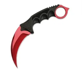 karambit-taktyczny-noz-z-kolkiem-czerwony-ergonomiczna-rekojesc