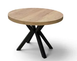 stol-halifax-tabak-egger-okragly-rozkladany-110-310-cm-metal-x-nogi-czarne