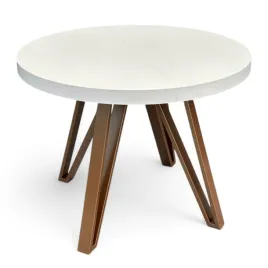stol-okragly-rozkladany-110-210-cm-bialy-polmat-nogi-industrial-miedziane