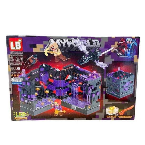 Klocki Minecraft My World Mroczna Twierdza Smok 511el | Nether End Baza LED