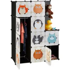 relaxdays-regal-wtykowy-dzieciecy-zwierzatka-z-drazkiem-i-drzwiami
