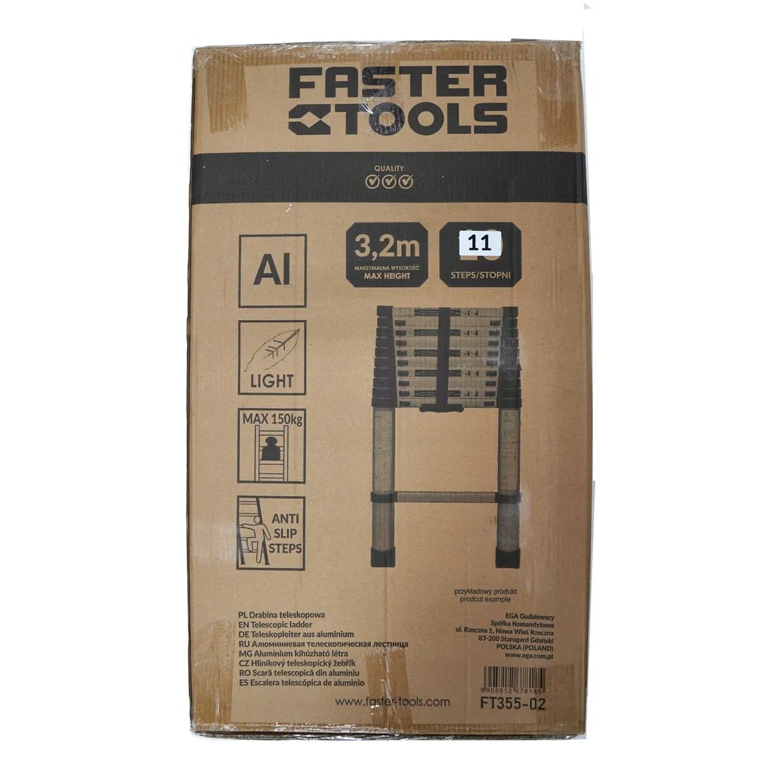 faster-tools-drabina-teleskopowa-32m-stan-nowy