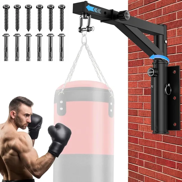 HAK NA WOREK TRENINGOWY WSPORNIK MOCNY DO 150kg REGULOWANY ZESTAW STALOWY