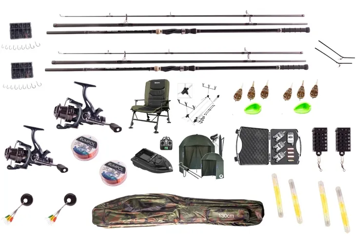 ZESTAW KARPIOWY 2X RUMPOL FORTRESS 3,6M ŁÓDKA GPS FOTEL 160KG ROD POD
