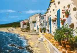 puzzle-1000-ukladanka-obraz-malarstwo-art-miasto-morze-plaza-9-castor