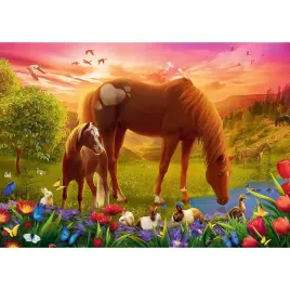 puzzle-500-ukladanka-widok-zwierzeta-konie-na-lace-mustang-kwiaty-10-trefl