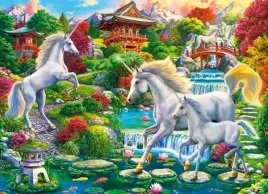 puzzle-300-ukladanka-zwierzeta-jednorozce-kucyki-konie-gory-ogrod-8-castor