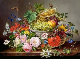 puzzle-2000-ukladanka-martwa-natura-kwiaty-owoce-bukiet-9-castor