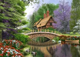 puzzle-1000-ukladanka-krajobraz-widok-las-rzeka-most-chata-dom-9-castor
