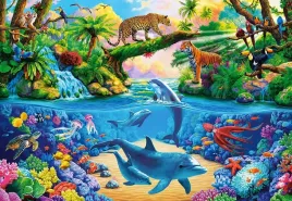 puzzle-1000-ukladanka-zwierzeta-dzungla-tygrys-rafa-delfin-rybki-9-castor