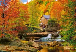 puzzle-1000-ukladanka-widok-most-las-rzeka-mlyn-kaskada-jesien-9-castor