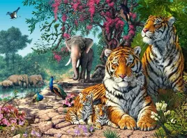 puzzle-3000-ukladanka-widok-zwierzeta-tygrysy-slonie-dzugla-paw-9-castor