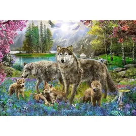puzzle-1000-ukladanka-zwierzeta-wilki-las-jezioro-gory-kwiaty-12-trefl