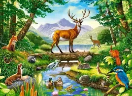 puzzle-300-ukladanka-lesne-zwierzeta-jelen-lis-wydra-kuna-zajac-8-castor