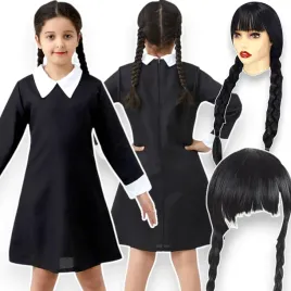 stroj-kostium-wednesday-addams-rozmiar-l-125-135-cm-peruka-z-warkocza