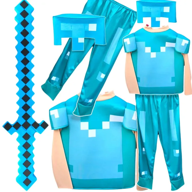MINECRAFT Strój dla chłopca DIAMENTOWY STEVE / kostium na bal rozmiar XL (1