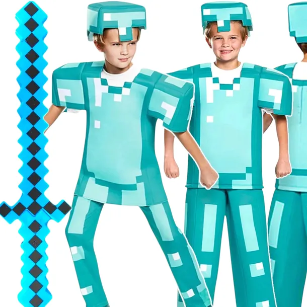 MINECRAFT Strój dla chłopca DIAMENTOWY STEVE / kostium na bal rozmiar S 110