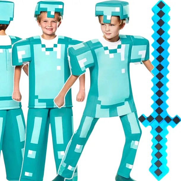 MINECRAFT Strój dla chłopca DIAMENTOWY  STEVE / kostium na bal rozmiar M 12