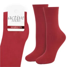 skarpetki-damskie-bawelniane-gladkie-czerwone-polskie-active-forte-marilyn
