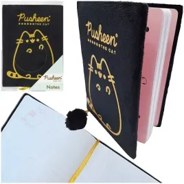 pusheen-pamietnik-notes-pluszowy-z-pomponem-a5-96k-linia-mieciutki-czarny