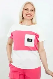 koszulka-damska-t-shirt-damski-z-ozodbna-naszywka-fuksja-24y09b0131