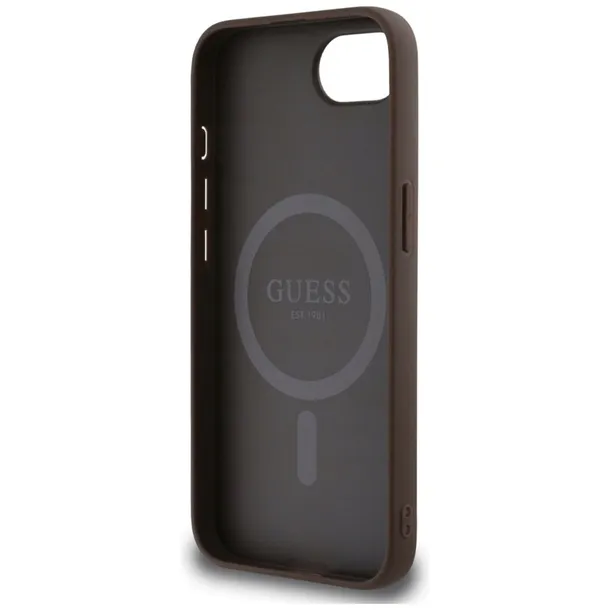 guess-4g-ring-triangle-logo-magsafe-etui-do-iphone-16e-brazowy-zalaczone-wyposazenie-szklo-hartowane-szmatka-do-czyszczenia