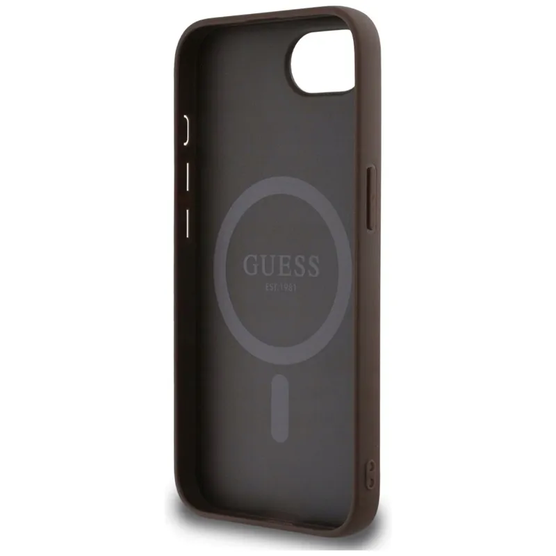 guess-4g-ring-triangle-logo-magsafe-etui-do-iphone-16e-brazowy