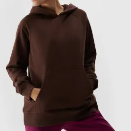 bluza-damska-4f-sportowa-dresowa-nierozpinana-z-kapturem-bawelna-brazowa-s