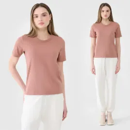 koszulka-damska-4f-t-shirt-regular-basic-krotki-rekaw-bawelna-brazowy-s