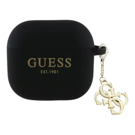 guess-silicone-4g-charm-etui-airpods-4-czarny