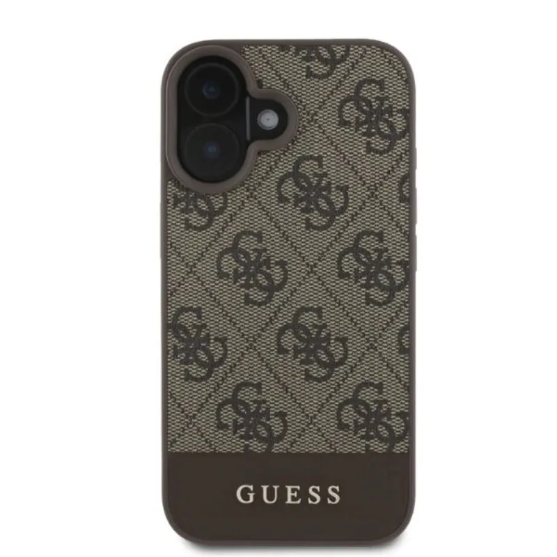 guess-4g-bottom-stripe-etui-iphone-16-brazowy
