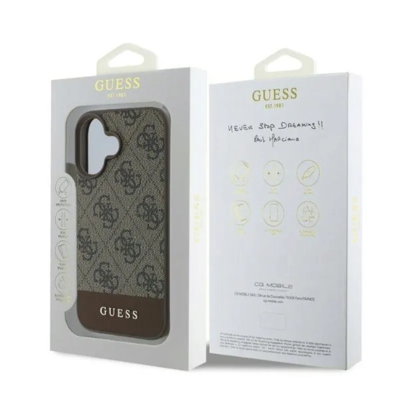 guess-4g-bottom-stripe-etui-iphone-16-brazowy