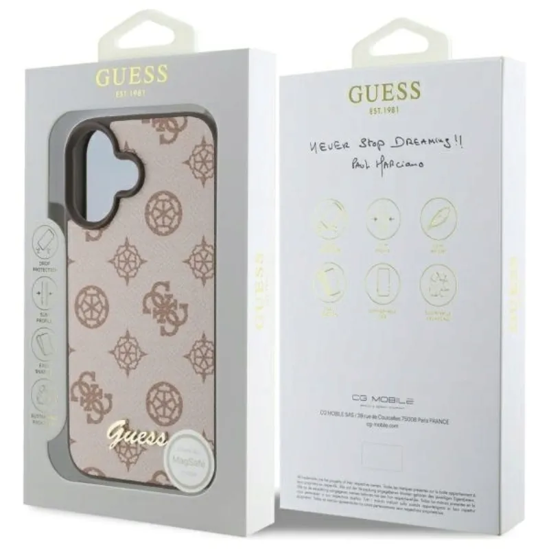 guess-peony-script-magsafe-etui-iphone-16-brazowy