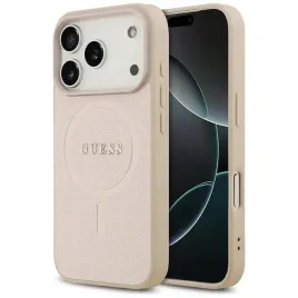 guess-saffiano-classic-logo-magsafe-etui-iphone-17-pro-rozowy