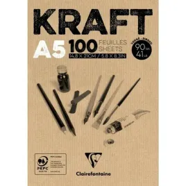 blok-klejony-brazowego-papieru-148x21cm-100ark-kraft-clairefontaine