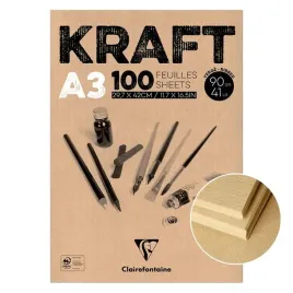 blok-klejony-brazowego-papieru-297x42cm-100ark-kraft-clairefontaine