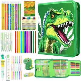 mega-zestaw-piornik-szkolny-wyposazenie-kredki-pisaki-dino-dinozaur-62-ele