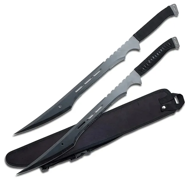 Zestaw Dwa Miecze Katana Ninja do Treningu Cięcia 68 cm D103 z Pokrowcem