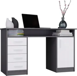 biurko-ada-antracyt-bialy-125-cm-4-szuflady-szafka-polki-do-biura-pokoju