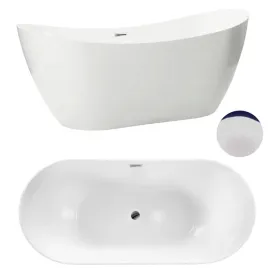 Zdjęcie produktu Wanna wolnostojąca 170 x 72 cm biała z pokrywką CHROME - model 602, AquaUno