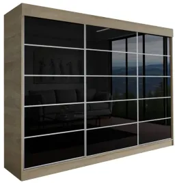 szafa-przesuwna-milan-3d-160-cm-sonoma-lacobel-czarny