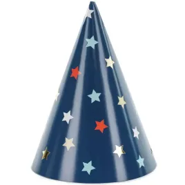 czapeczki-papierowe-gwiazdki-granatowy-partydeco-6-szt