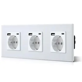 bseed-potrojne-gniazdo-schuko-usb-typ-c-szklane-3w1-2-1a-biale