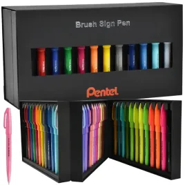 pisaki-pedzelkowe-do-kaligrafii-zestaw-w-etui-pentel-brush-pen-sign-36-szt