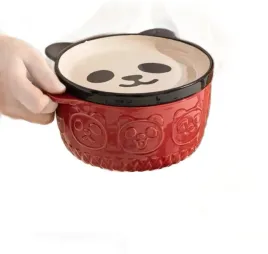 zestaw-miska-i-talerzyk-dla-dzieci-porcelanowy-panda-czerwony-850-ml
